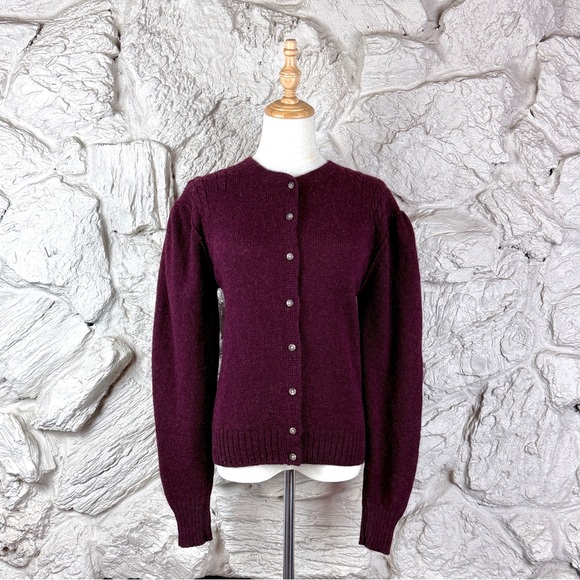 Ralph Lauren Sweaters - Ralph Lauren Blue Label c. 1980s Wool Cardigan Sweater Bordeaux | M